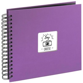 Hama Fine Art photo album, 50 black pages (25 sheets), spiral album 28 x 24 cm, with cut-out window, purple
