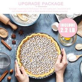 EIMMBD Ceramic Pie Weights Baking Beans 2.2 LB,10mm pie weights for Baking Blind Natural Reusable Pie Crust Weights with Wheat Straw Container (Pink)