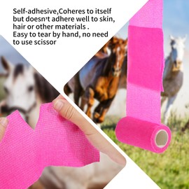 NRTFE Vet Wrap - Self Adhesive Bandage Wrap Cohesive 4 Inch 5 Yards,Self Adherent Athletic Bandages for Horse Dogs Cat Pet Animals Hot Pink 6 Rolls