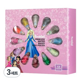 Tomini Princess Vegan Water-Based Nail Polish 12 Types, Mixed Colors, 3 Sets / 투미니 프린세스 비건 수성 네일폴리쉬 12종, 혼합 색상, 3세트