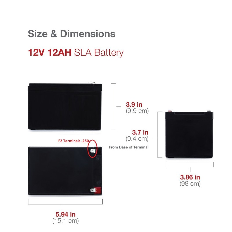 12v 12Ah F2 Terminal Sealed Lead Acid Battery (4 Pack)