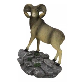 Wildlife Animal Taxidermy Bighorn Sheep Ram Standing On Rocky Steppes Figurine