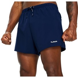TLRUN Men's Ultra Lightweight 3" Running Shorts Lined Marathon Trail Athletic Shorts(Medium, Navy)
