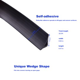 33 Ft Black Self-Adhesive Edge Trim Caulk Tape Strip Flexible Peel and Stick Trim for Molding Wall Corner Ceiling Tile Edge