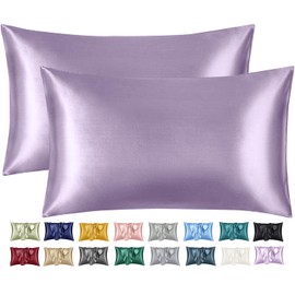 Imperial Rooms Satin Pillowcase 2 Pack – Satin Silk Pillowcases for Hair and Skin, Gifts for Women – Lavender Pillow cases with Envelope Closure (50x75 cm)