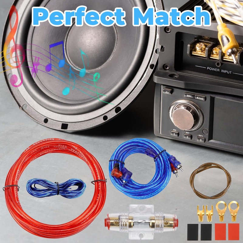 10GA Car Amplifier Cable Set Connection Set, 1500 W Subwoofer