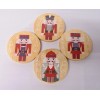 Thirstystone Christmas Holiday Nutcracker Acacia Wood Coasters, New Set of