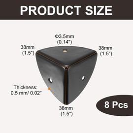 uxcell 8PCS Metal Corner Protector 1.5 x 1.5 x 1.5 Inch Box Edge Guard Protector Zinc Alloy Cabinets Speaker Corners Protector for Furniture Decorative (Black)