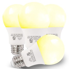 GLOWNOVA 4-Pack Neutral White LED Bulbs - Suitable for Bedroom & Living Area, 60W Equivalent, 3000K, 9W, 15000-Hour Lifespan, E26 Socket