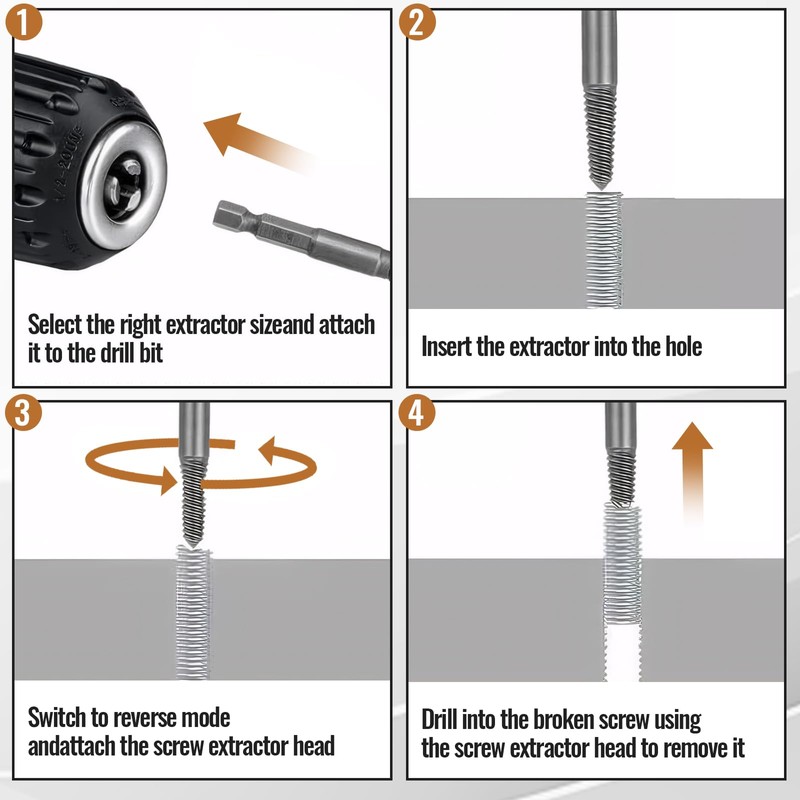 ertlutw 10pcs Screw Extractor Set, Easy Out Bolt Extractor Set