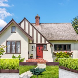 Set of 8 Pcs Decorative Rattan-Inspired Plastic Landscape Edging and Garden Fence Borders in a Rich Coffee Hue for Lawn, Outdoor Patio, Garden, and Flower Bed