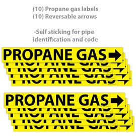 (10 Pack) Propane Gas Pipe Markers with Arrows 1 x 8 inch – Durable Gas Line Identification Stickers, Warning Labels, and PVC Pipeline Tags for Safety and Compliance