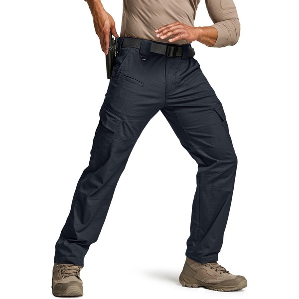 CQR Men's Flex Ripstop Tactical Pants, Water Resistant Stretch Cargo