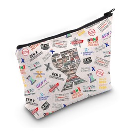 PWHAOO Gen X Inspired Gift Gen X Cassettes Makeup Bag 80's Vibe Cosmetic Bag Generation X Trending Gift Nostalgia Merch (Gen X Cassettes M C)