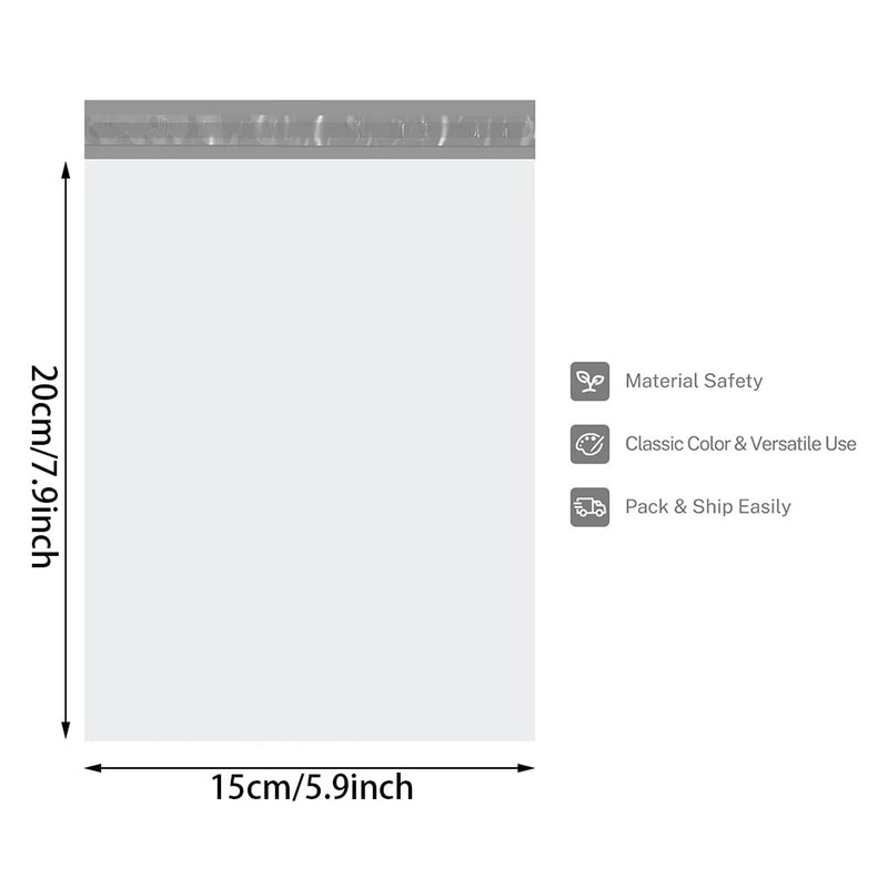 QOOWFEANIG 100Pcs Metronic Poly Mailers,15x20cm Self-Sealing Shipping Bags, Durable Thick