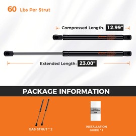 23 inch 60 lbs Strut ML3860 Gas Prop Shock 23" /267N Spring for TV Cabinet Shed Window Camper Shell Tanning Bed Storage RV Door Truck Bed Cover by PAMAGOO