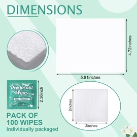 100 Pcs Deodorant Wipes Individually Wrapped Underarm Deodorant Wipes Jasmine Scent Body Wipes for Women Men Travel Naturally Cleanse Skin and Banishing Remove Armpit Smell Odor