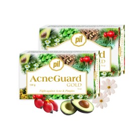 Pil Acneguard Gold Soap with Goodness of Natural Ingredients | Clears Pores, Pimples, Acne, Black & Whiteheads- For Face & Body | Lightens Blemishes | Trusted By Dermatologists (2x100g)