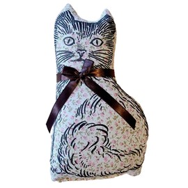 Paine's Balsam FIR Pillow 8"x4.5" CAT Shape Pine Tree Sachet Scent Pink Floral