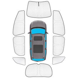 KMF 8pcs Thicken Sun Shades for Honda Pilot 2016-2022 Accessories, Custom Fit Full Car Window Covers Sunshade for Windshield Side Rear, UV Block and Blackout Privacy for Camping Outdoor