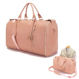 Bolsa de ropa para viajes, bolsa grande de piel sintética, 3 en 1 para colgar, bolsa de viaje de fin de semana, bolsas de viaje impermeables para viajes con bolsillo integrado para zapatos, regalos