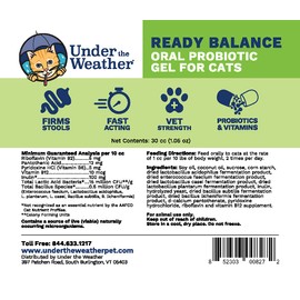 Under the Weather Pet | Ready Balance for Cats | Oral Probiotic and Prebiotic Gel