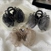 New Elegant Light Luxury Cubic Zirconia Butterfly Claw Clip with Mesh Butterfly Brown- 10ea
