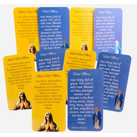 Latin Hail Mary Holy Card Bulk Pack Traditional Catholic Bundle with Bilingual Prayers with English, Pack of 10