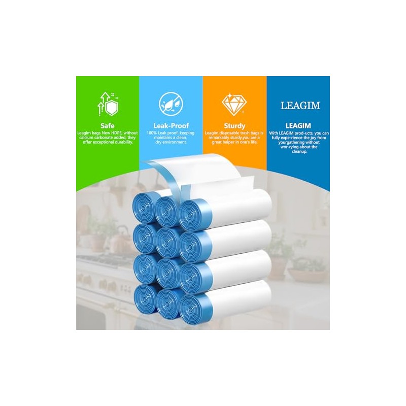 Small Trash Bags 4 Gallon, 360 Count -1.2 Mil Drawstring