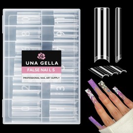 UNA GELLA Nail Tips Square XXL Tips 120 PCS No C Curve Gel Tips Extra Long Square Straight Nails Half Fake Nail Tips No Trace for Acrylic Nails Tips for Home DIY with Box