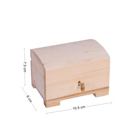 Wooden World - Wooden box with key ecological chest case for decoupage raw wood 10.5 x 8 x 7.5 cm