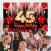 Happy 45th Birthday Backdrop Banner Black and Red Theme Background