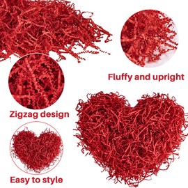 Sukh 8OZ Crinkle Cut Paper -Reusable Paper Shred Filler as Confetti Paper Stuffing Baskets Filler for Cute Easter Wedding Birthday Decorative Craft Box Bags Wrapping Supplies（Red）