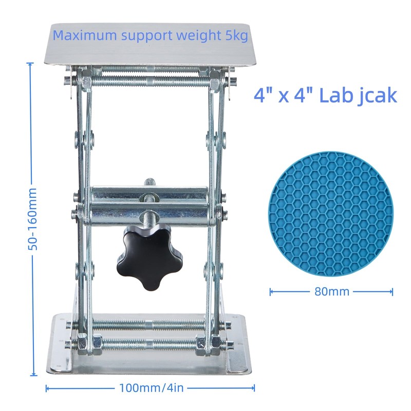 Non-Slip 4 x 4 Inch Lab Scissor Jack Stand Laboratory