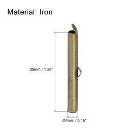 QUARKZMAN Pack of 60 Cord End Caps, 35 mm Tube Bead Slider Clamps for Multi-Strand DIY Crafts, Bronze Tone