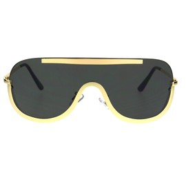 JuicyOrange Retro Modern Fashion Sunglasses Unisex Oversized Shield Frame UV400 Gold, Black