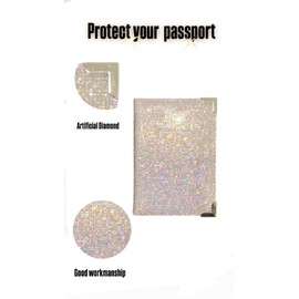 Diamond Bling Passport Cover with Metal Edge Protector, Vacation Essential, Wallet Organizer, Small Gift, Travel Accessories for Women and Men (AB/Silver Edge)