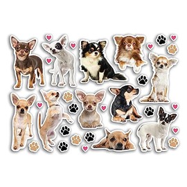 A5 Sticker Sheet Chihuahua Vinyl Stickers - Dogs Puppy Animals Pets Scrapbooking Travel Decoration Label Friend Girls Boys Aesthetic #80806