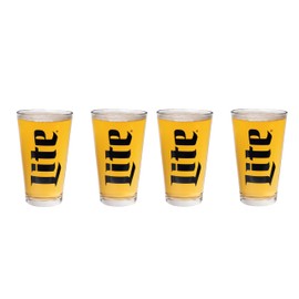 Miller Lite Signature Pint Glass - 16 Ounces - Set of 4