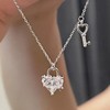Mother Daughter Necklace Silver Heart Necklaces Key Charm Necklace for