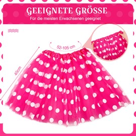 Hestya Tutu Skirts for Women Carnival Costume Polka Dot Tutu Made of Multilayer Tulle Ballet Skirts Accessory for Women Fancy Dress Birthday Christmas 80s Party Accessories Cosplay, Pink, White