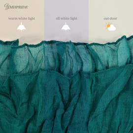 12 Pack Cheesecloth Table Runner 35 x 157 inch Long Boho Cheese Cloth Table Runner Semi Sheer Gauze Table Runner for Wedding Decor, Bridal Shower, Birthday Party (Teal)