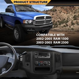 ANDPLAY Dash Center Radio Bezel Trim Panel Compatible with Dodge Ram 1500 2002-2005/Fit Dodge Ram 2500 3500 2003-2005 w/Storage Box Solid Black