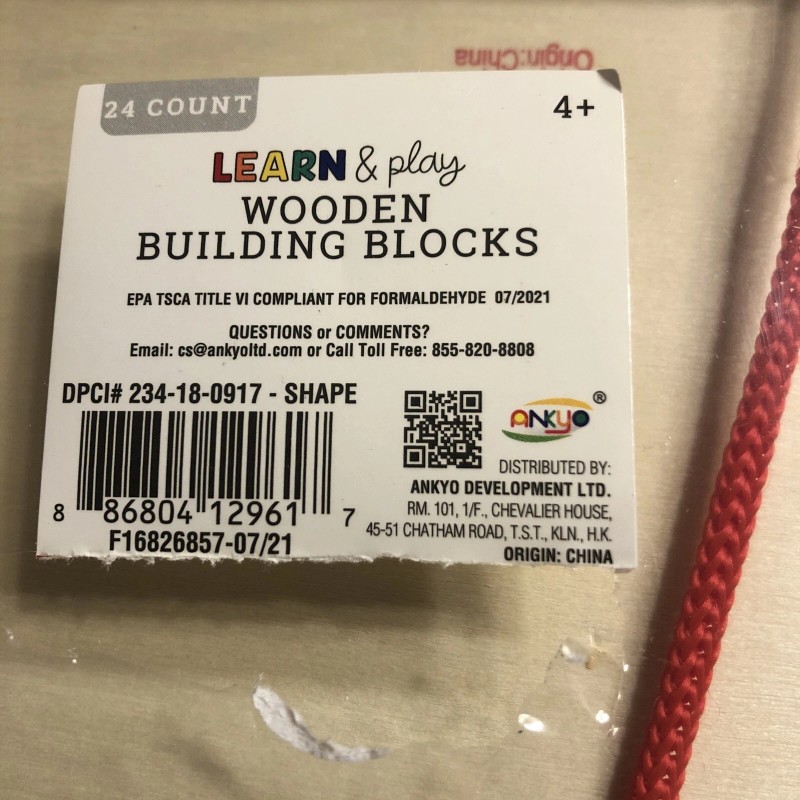 ANKYO Wooden Building Blocks 24 Count Learn & Play Colorful