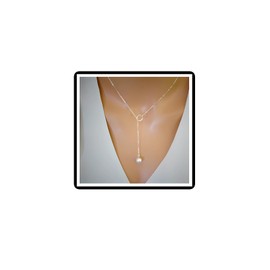 Faruodis Pearl Annulus Pendant Necklace Vintage Lariat Circle Beads Y-Shape Necklace Chain Jewelry for Women (Silver)