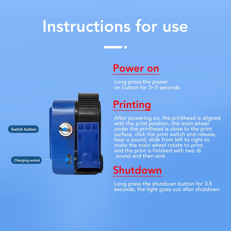 Mini Handheld Inkjet Printer Quick Dry Inkjet Printer with Touch