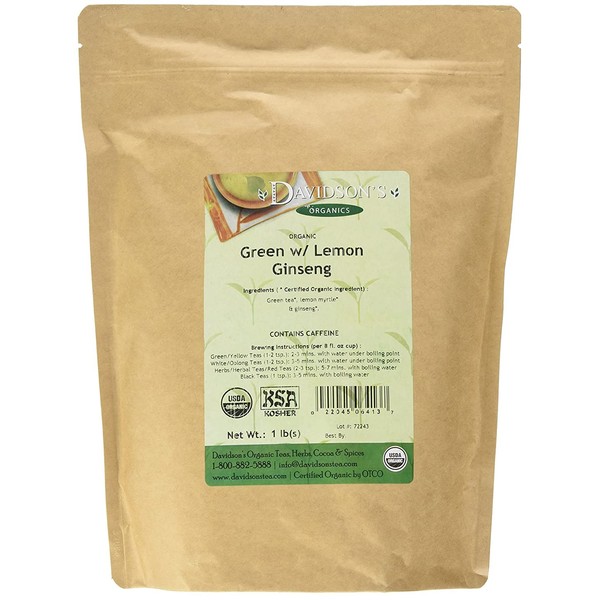 Davidson's Tea Bulk, Green with Lemon Ginseng, 16 Ounce