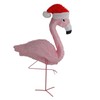 32" Pre-Lit Pink Flamingo with Santa Claus Hat Christmas Outdoor