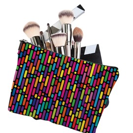 iapodiad Cosmetic Bag Colored Lines Makeup Bag,Waterproof Small Mini Portable Travel Toiletry Bag for Women and Girl Travel Study Daily Storage