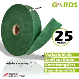 Gards® Baumanbinder - Fleece Tape - Garden Cord, 25 Metres, Breathable, Breathable, Breathable, Weather-Resistant, 100% Austria, 30 mm Wide, 200 g/m², Green